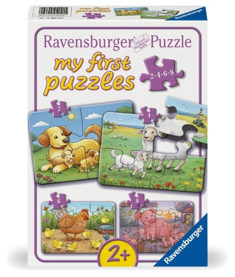 Puzzle dla dzieci 2D: Rodzina zwierząt 2-4-6-8el