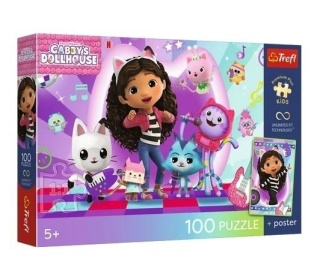 Puzzle 100 Koci Domek Gabi + plakat TREFL