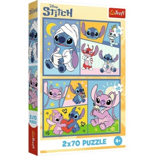 Puzzle 2x70 Ze Stitchem nie ma nudy TREFL