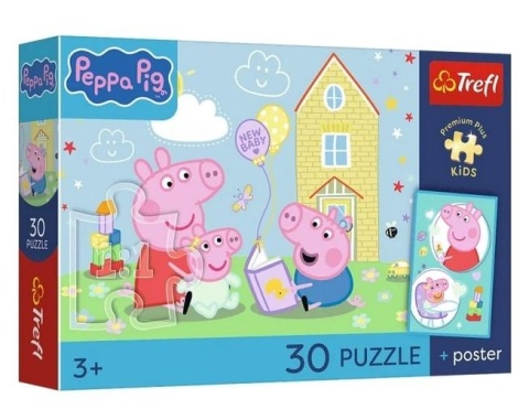 Puzzle 30 Świnka Peppa + plakat TREFL