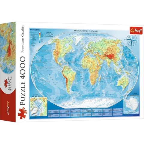 Puzzle 4000 Wielka mapa fizyczna świata TREFL