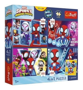 Puzzle 4w1 Spidey + plakat TREFL