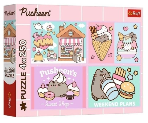 Puzzle Pusheen 4x250 Poznajcie Pusheena TREFL