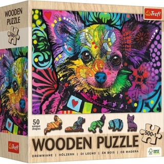 Puzzle drewniane 500+1 Kolorowy szczeniak TREFL