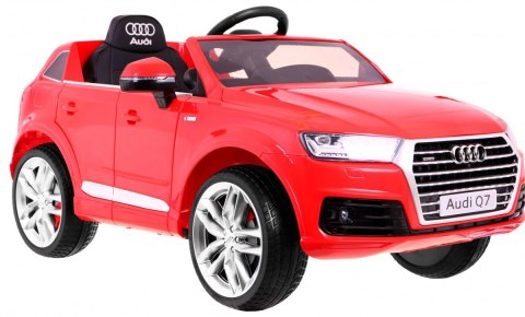 Audi Q7 Quattro S-Line na akumulator Czerwony + Pilot + Wolny Start + EVA + Radio MP3 LED Audi Q7 Quattro S-Line na akumulator Czerwony + Pilot + Wolny Start + EVA + Radio MP3 LED