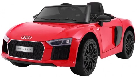 Audi R8 Spyder na akumulator Czerwony + Pilot + EVA + Wolny Start + Radio MP3 + LED Audi R8 Spyder na akumulator Czerwony + Pilot + EVA + Wolny Start + Radio MP3 + LED