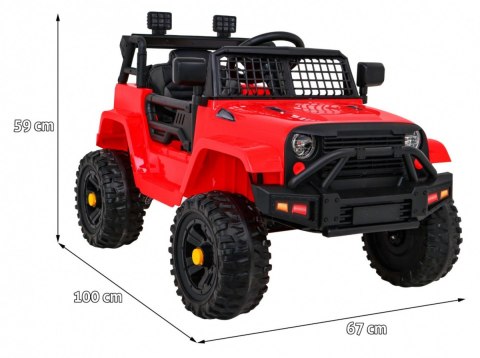 Autko Jeep Dark Night na akumulator dla dzieci Czerwony + Wolny Start + EVA + Audio LED Autko Jeep Dark Night na akumulator dla dzieci Czerwony + Wolny Start + EVA + Audio LED