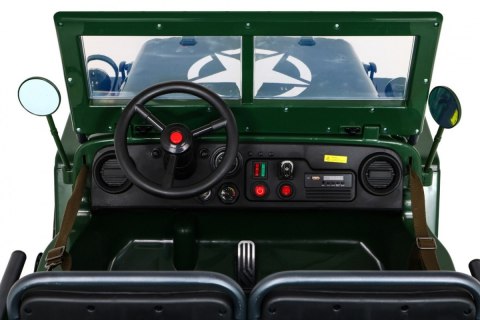 Autko Wojskowe Retro dla 3 dzieci Zielony + Napęd 4x4 + Schowki + EVA + Wolny Start + MP3 LED Autko Wojskowe Retro dla 3 dzieci Zielony + Napęd 4x4 + Schowki + EVA + Wolny Start + MP3 LED