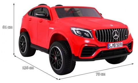 Auto Mercedes GLC 63S dla dzieci Czerwony + Napęd 4x4 + MP4 + LED + Ekoskóra + Wolny Start + EVA Auto Mercedes GLC 63S dla dzieci Czerwony + Napęd 4x4 + MP4 + LED + Ekoskóra + Wolny Start + EVA