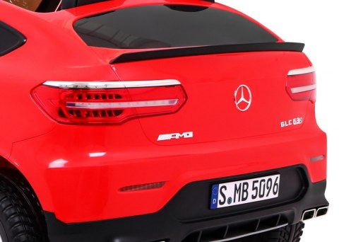 Auto Mercedes GLC 63S dla dzieci Czerwony + Napęd 4x4 + MP4 + LED + Ekoskóra + Wolny Start + EVA Auto Mercedes GLC 63S dla dzieci Czerwony + Napęd 4x4 + MP4 + LED + Ekoskóra + Wolny Start + EVA