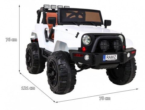 Auto na akumulator All Terrain dla dzieci Biały Terenówka typu jeep + Pilot + Światła Dźwięki Auto na akumulator All Terrain dla dzieci Biały Terenówka typu jeep + Pilot + Światła Dźwięki