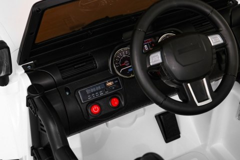 Auto na akumulator All Terrain dla dzieci Biały Terenówka typu jeep + Pilot + Światła Dźwięki Auto na akumulator All Terrain dla dzieci Biały Terenówka typu jeep + Pilot + Światła Dźwięki