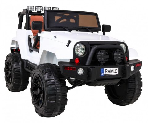 Auto na akumulator All Terrain dla dzieci Biały Terenówka typu jeep + Pilot + Światła Dźwięki Auto na akumulator All Terrain dla dzieci Biały Terenówka typu jeep + Pilot + Światła Dźwięki