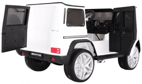 Auto na akumulator Mercedes AMG G65 dla dzieci Biały + Lakierowany + Bagażnik + Światła Dźwięki Auto na akumulator Mercedes AMG G65 dla dzieci Biały + Lakierowany + Bagażnik + Światła Dźwięki