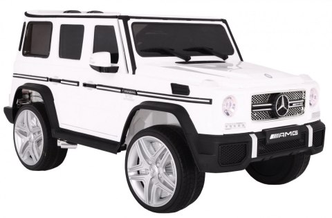 Auto na akumulator Mercedes AMG G65 dla dzieci Biały + Lakierowany + Bagażnik + Światła Dźwięki Auto na akumulator Mercedes AMG G65 dla dzieci Biały + Lakierowany + Bagażnik + Światła Dźwięki