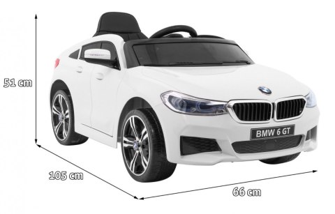 BMW 6 GT Autko na akumulator Biały + Pilot + Wolny Start + EVA + Pasy + LED MP3 BMW 6 GT Autko na akumulator Biały + Pilot + Wolny Start + EVA + Pasy + LED MP3