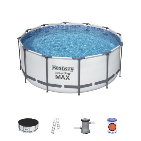 Basen stelażowy Steel Pro MAX 366x122 12FT BESTWAY 5w1 + Drabinka + Pokrywa + Pompa Filtr Basen stelażowy Steel Pro MAX 366x122 12FT BESTWAY 5w1 + Drabinka + Pokrywa + Pompa Filtr