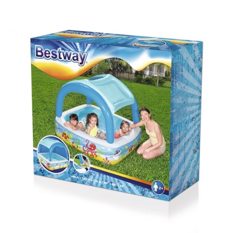 Basen z dmuchanym Daszkiem dla dzieci 2+ BESTWAY + Łatka naprawcza Basen z dmuchanym Daszkiem dla dzieci 2+ BESTWAY + Łatka naprawcza