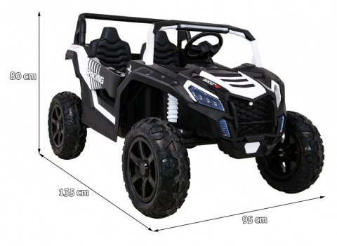 Buggy ATV Strong Racing dla 2 dzieci Biały + Silnik bezszczotkowy + Pompowane koła + Audio LED Buggy ATV Strong Racing dla 2 dzieci Biały + Silnik bezszczotkowy + Pompowane koła + Audio LED