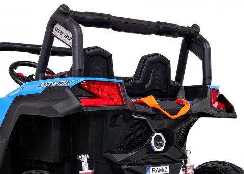 Buggy UTV-MX na akumulator dla dzieci Niebieski + Napęd 4x4 + Pilot + Audio LED + Schowek + EVA + Wolny Start Buggy UTV-MX na akumulator dla dzieci Niebieski + Napęd 4x4 + Pilot + Audio LED + Schowek + EVA + Wolny Start