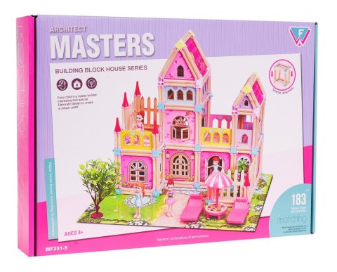 Drewniany Domek Księżniczek z Klocków 183 el. dla dzieci 3+ Elementy konstrukcyjne + 2 Figurki Księżniczek + Akcesoria Drewniany Domek Księżniczek z Klocków 183 el. dla dzieci 3+ Elementy konstrukcyjne + 2 Figurki Księżniczek + Akcesoria