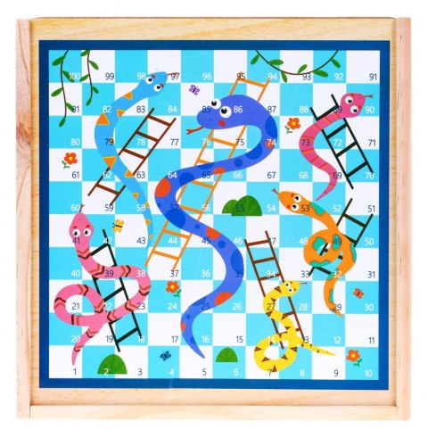 Drewniany zestaw gier planszowych 6w1 dla dzieci Trylma Węże i drabiny Szachy Chińczyk GO Drewniany zestaw gier planszowych 6w1 dla dzieci Trylma Węże i drabiny Szachy Chińczyk GO