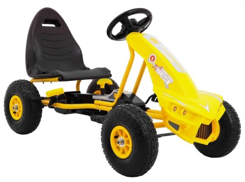 Gokart Champion na pedały dla dzieci 3+ Żółty + Pompowane opony + Regulowane siedzisko + Ręczny hamulec Gokart Champion na pedały dla dzieci 3+ Żółty + Pompowane opony + Regulowane siedzisko + Ręczny hamulec