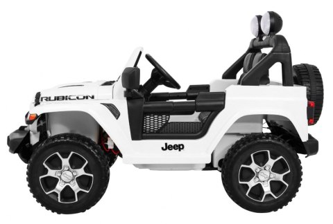 Jeep Wrangler Rubicon na akumulator dla dzieci Biały + Pilot + Radio MP3 LED + Koła EVA Jeep Wrangler Rubicon na akumulator dla dzieci Biały + Pilot + Radio MP3 LED + Koła EVA