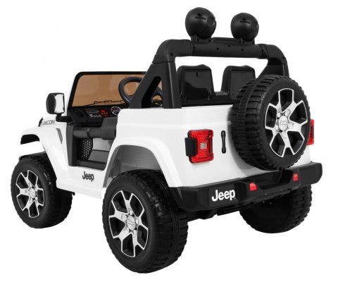Jeep Wrangler Rubicon na akumulator dla dzieci Biały + Pilot + Radio MP3 LED + Koła EVA Jeep Wrangler Rubicon na akumulator dla dzieci Biały + Pilot + Radio MP3 LED + Koła EVA