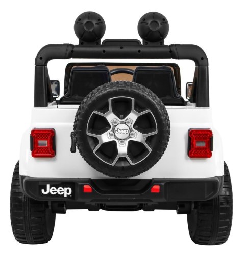 Jeep Wrangler Rubicon na akumulator dla dzieci Biały + Pilot + Radio MP3 LED + Koła EVA Jeep Wrangler Rubicon na akumulator dla dzieci Biały + Pilot + Radio MP3 LED + Koła EVA