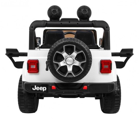 Jeep Wrangler Rubicon na akumulator dla dzieci Biały + Pilot + Radio MP3 LED + Koła EVA Jeep Wrangler Rubicon na akumulator dla dzieci Biały + Pilot + Radio MP3 LED + Koła EVA