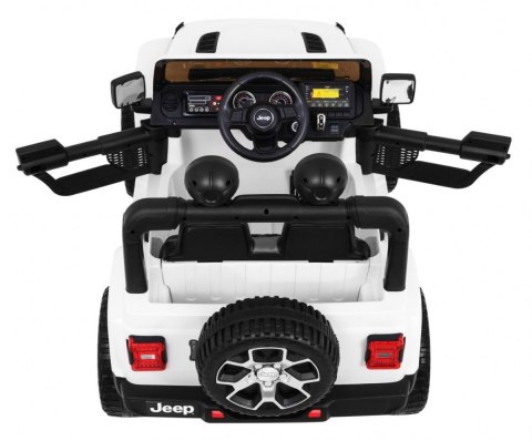Jeep Wrangler Rubicon na akumulator dla dzieci Biały + Pilot + Radio MP3 LED + Koła EVA Jeep Wrangler Rubicon na akumulator dla dzieci Biały + Pilot + Radio MP3 LED + Koła EVA