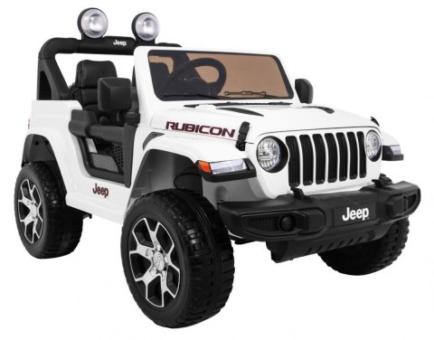 Jeep Wrangler Rubicon na akumulator dla dzieci Biały + Pilot + Radio MP3 LED + Koła EVA Jeep Wrangler Rubicon na akumulator dla dzieci Biały + Pilot + Radio MP3 LED + Koła EVA