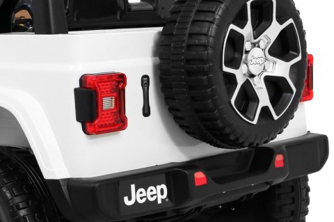 Jeep Wrangler Rubicon na akumulator dla dzieci Biały + Pilot + Radio MP3 LED + Koła EVA Jeep Wrangler Rubicon na akumulator dla dzieci Biały + Pilot + Radio MP3 LED + Koła EVA