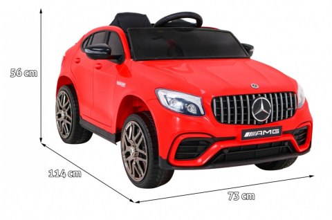 Mercedes Benz GLC63S dla dzieci Czerwony + Pilot + Napęd 4x4 + MP3 LED + EVA + Wolny Start Mercedes Benz GLC63S dla dzieci Czerwony + Pilot + Napęd 4x4 + MP3 LED + EVA + Wolny Start