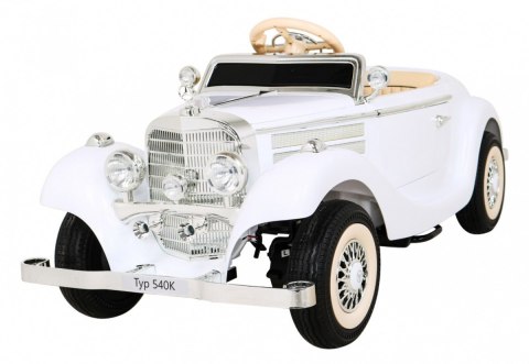Mercedes Benz Retro 540A dla dzieci Biały + Tryb "Rodzica" + Pilot + Panel audio + LED Mercedes Benz Retro 540A dla dzieci Biały + Tryb "Rodzica" + Pilot + Panel audio + LED