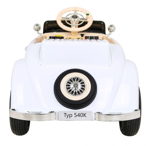 Mercedes Benz Retro 540A dla dzieci Biały + Tryb "Rodzica" + Pilot + Panel audio + LED Mercedes Benz Retro 540A dla dzieci Biały + Tryb "Rodzica" + Pilot + Panel audio + LED