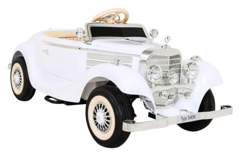 Mercedes Benz Retro 540A dla dzieci Biały + Tryb "Rodzica" + Pilot + Panel audio + LED Mercedes Benz Retro 540A dla dzieci Biały + Tryb "Rodzica" + Pilot + Panel audio + LED