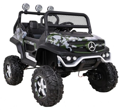 Mercedes Benz Unimog dla dzieci Lakier Moro + Napęd 4x4 + Pilot + Bagażnik + Wolny Start + MP3 LED Mercedes Benz Unimog dla dzieci Lakier Moro + Napęd 4x4 + Pilot + Bagażnik + Wolny Start + MP3 LED