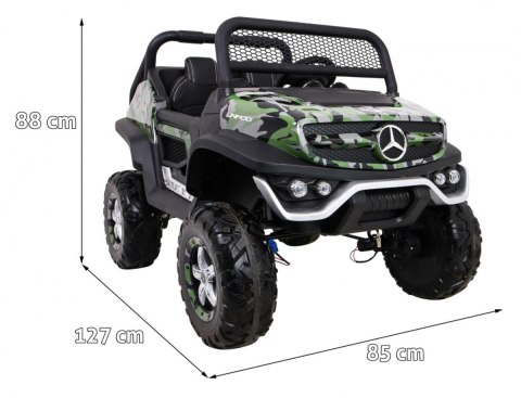 Mercedes Benz Unimog dla dzieci Lakier Moro + Napęd 4x4 + Pilot + Bagażnik + Wolny Start + Radio MP3 + LED Mercedes Benz Unimog dla dzieci Lakier Moro + Napęd 4x4 + Pilot + Bagażnik + Wolny Start + Radio MP3 + LED