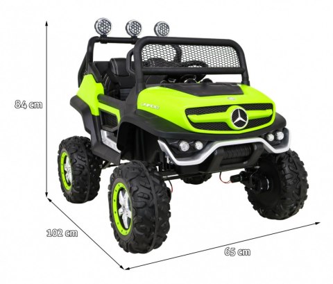 Mercedes Benz Unimog dla dzieci Zielony + Napęd 4x4 + Pilot + Bagażnik + Wolny Start + MP3 LED Mercedes Benz Unimog dla dzieci Zielony + Napęd 4x4 + Pilot + Bagażnik + Wolny Start + MP3 LED