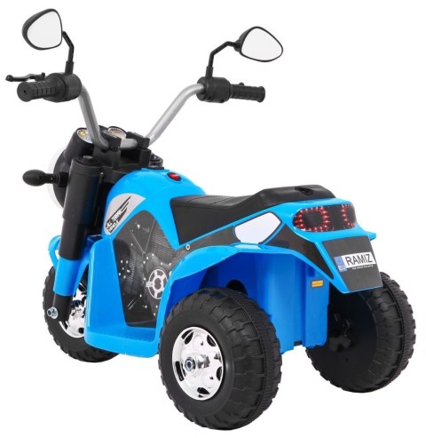 Motorek MiniBike na akumulator dla dzieci Niebieski + Dźwięki + Światła LED + Ekoskóra Motorek MiniBike na akumulator dla dzieci Niebieski + Dźwięki + Światła LED + Ekoskóra