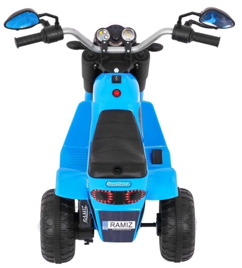 Motorek MiniBike na akumulator dla dzieci Niebieski + Dźwięki + Światła LED + Ekoskóra Motorek MiniBike na akumulator dla dzieci Niebieski + Dźwięki + Światła LED + Ekoskóra