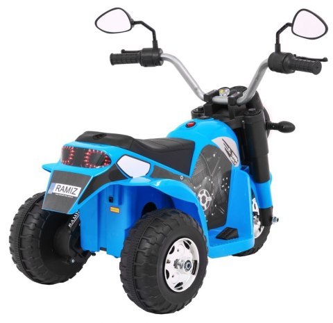 Motorek MiniBike na akumulator dla dzieci Niebieski + Dźwięki + Światła LED + Ekoskóra Motorek MiniBike na akumulator dla dzieci Niebieski + Dźwięki + Światła LED + Ekoskóra
