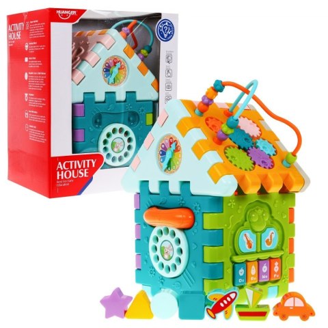 Multidomek sensoryczny dla dzieci 18m+ Mini gry 9 Puzzli + Sortery + Przeplatanka + Zegar Multidomek sensoryczny dla dzieci 18m+ Mini gry 9 Puzzli + Sortery + Przeplatanka + Zegar