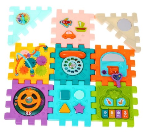 Multidomek sensoryczny dla dzieci 18m+ Mini gry 9 Puzzli + Sortery + Przeplatanka + Zegar Multidomek sensoryczny dla dzieci 18m+ Mini gry 9 Puzzli + Sortery + Przeplatanka + Zegar