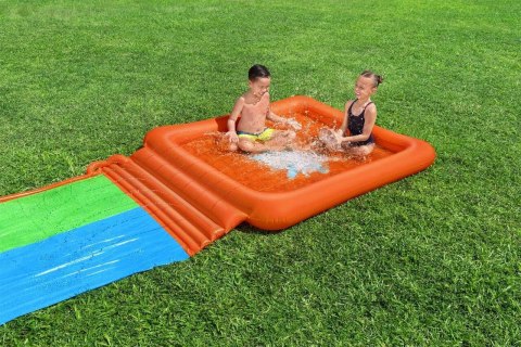Podwójny Ślizg wodny Super Splash dla dzieci 3+ BESTWAY Tor 531cm + Brodzik 129 l + Natrysk Podwójny Ślizg wodny Super Splash dla dzieci 3+ BESTWAY Tor 531cm + Brodzik 129 l + Natrysk