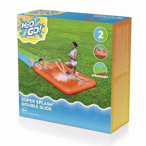 Podwójny Ślizg wodny Super Splash dla dzieci 3+ BESTWAY Tor 531cm + Brodzik 129 l + Natrysk Podwójny Ślizg wodny Super Splash dla dzieci 3+ BESTWAY Tor 531cm + Brodzik 129 l + Natrysk