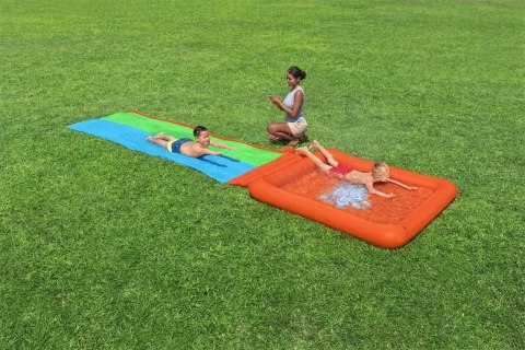 Podwójny Ślizg wodny Super Splash dla dzieci 3+ BESTWAY Tor 531cm + Brodzik 129 l + Natrysk Podwójny Ślizg wodny Super Splash dla dzieci 3+ BESTWAY Tor 531cm + Brodzik 129 l + Natrysk