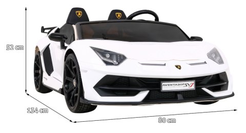Lamborghini SVJ DRIFT dla 2 dzieci Biały + Funkcja driftu + Pilot + MP3 LED + Wolny Start Lamborghini SVJ DRIFT dla 2 dzieci Biały + Funkcja driftu + Pilot + MP3 LED + Wolny Start